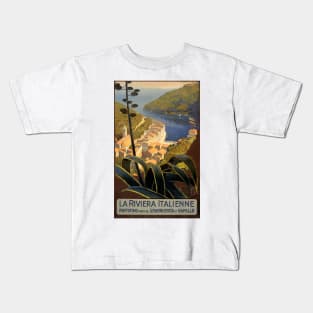 Vintage Travel Poster Italy Italian Riviera Kids T-Shirt